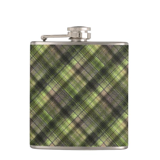 Karierter schottischer Tartgrün-Klassiker Flachmann (Vorderseite)