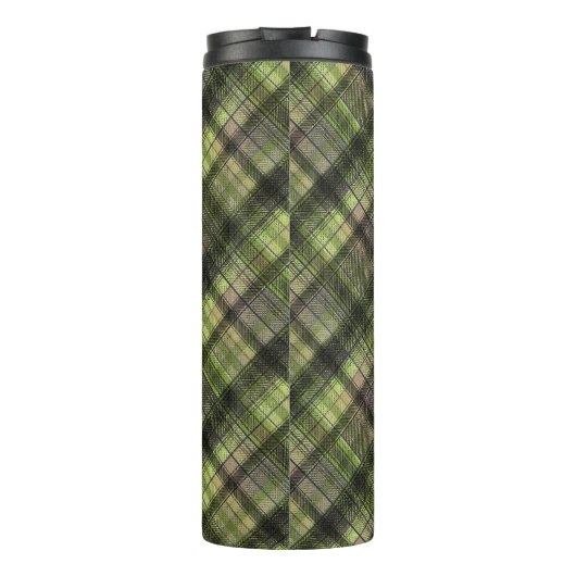 Karierter schottischer Tartgrün-Klassiker Thermosbecher (Rückseite)