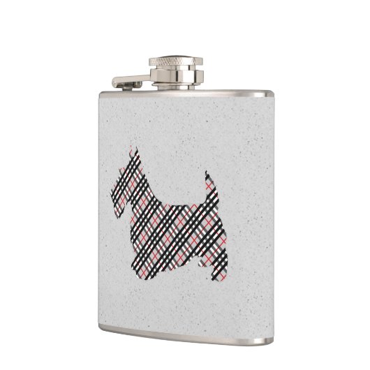 Karierter schottischer Terrier Scotty Hund Flachmann (Links)