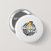 Karierter Schulpsychologe Bleistift Blitz Button (Vorne & Hinten)