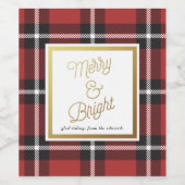 Karierter Schwarz-Rot-Urlaub Weinetikett (Einzelnes Label)