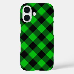 Karierter, schwarz und grün geprüfter iPhone-Fall iPhone 16 Hülle