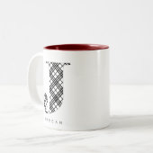 Karierter Schwarz-Weiß-Letter J Zweifarbige Tasse (Vorderseite Links)