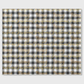 Karierter Schwarz-weißer Gingham Frohe Weihnachtsf Geschenkpapier (Flach)