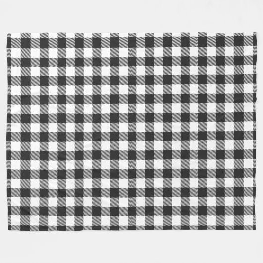 Karierter Schwarz-weißer Gingham Karo Fleecedecke (Vorderseite (Horizontal))