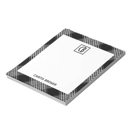 Karierter Schwarzer Editor Notizblock (Rotiert)