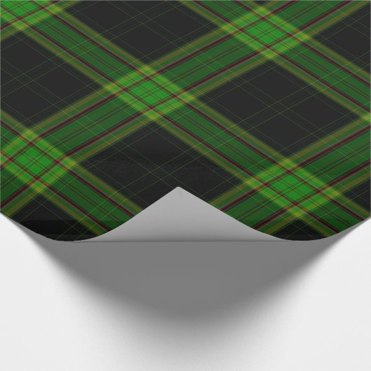 Karierter schwarzer grüner Tartan Geschenkpapier (Ecke)
