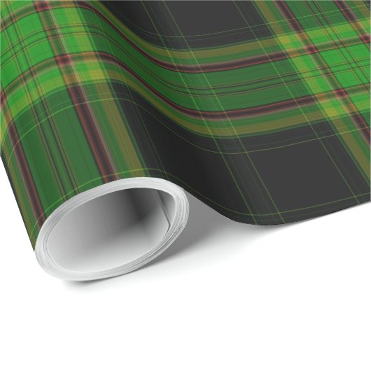 Karierter schwarzer grüner Tartan Geschenkpapier (Rolleneckpunkt)