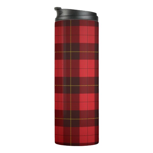 Karierter Schwarzer Karo Rustikales Elegantes Thermosbecher (Nach rechts gedreht)