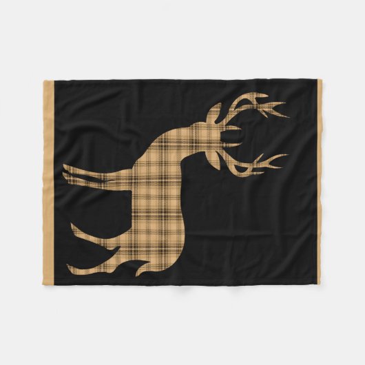 Karierter schwarzer Tan Creme der Fleecedecke (Vorderseite (Horizontal))