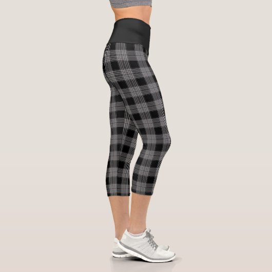 Karierter Schwarzer Tartan Capri Leggings (Rechts)