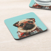 Karierter Shirt Mops Getränkeuntersetzer (Linke Seite)