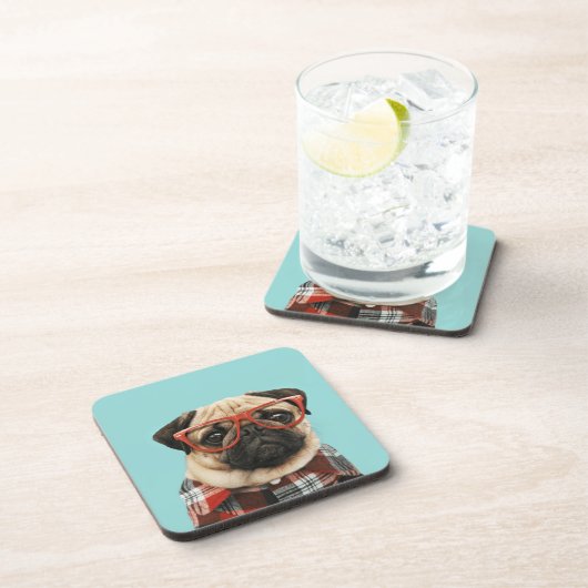 Karierter Shirt Mops Getränkeuntersetzer (Rechte Seite)