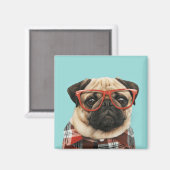 Karierter Shirt Mops Magnet (Vorderseite/Rückseite)