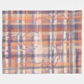 Karierter Skriptname lila Herbstlaub orange Fleecedecke (Vorderseite (Horizontal))