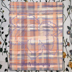 Karierter Skriptname lila Herbstlaub orange Fleecedecke