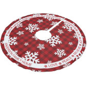 Karierter Snowflake Weihnachten Polyester Weihnachtsbaumdecke (Schrägansicht)