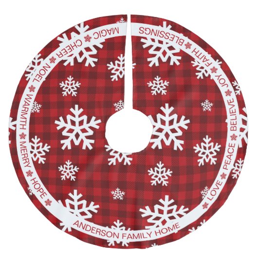 Karierter Snowflake Weihnachten Polyester Weihnachtsbaumdecke (Vorderseite)