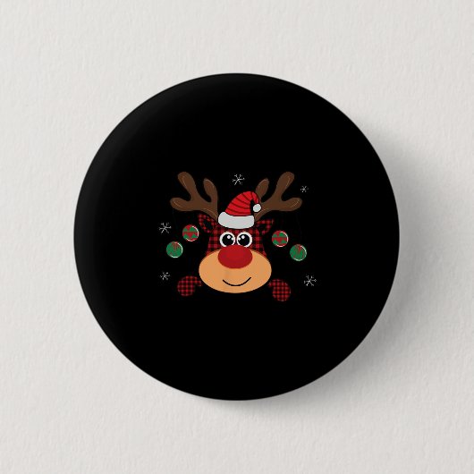 karierter Sprung in den Winterbüffel Button (Vorderseite)