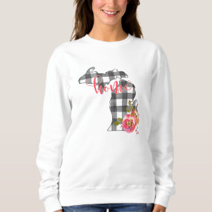 Karierter Staat von Michigan, Schwarz-Weiß-Buffal Sweatshirt
