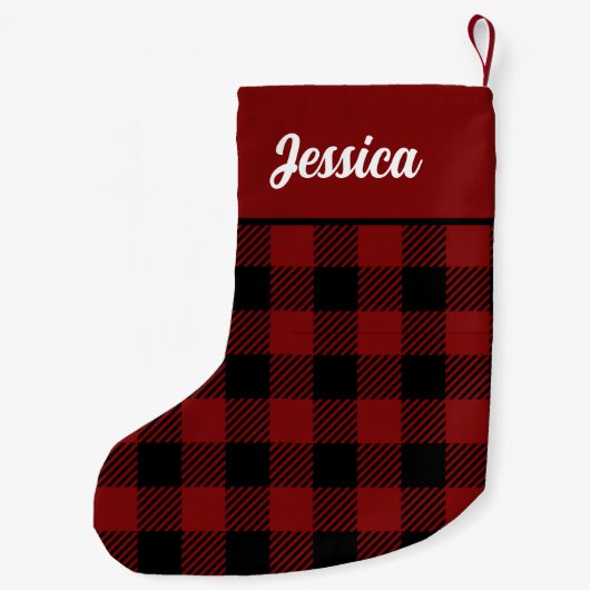 Karierter Strumpf in Schwarz und Rot Buffalo Kleiner Weihnachtsstrumpf (Rückseite)