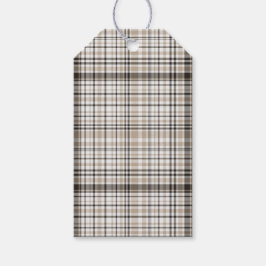 Karierter Tartan, braun und weiß Geschenkanhänger