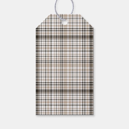 Karierter Tartan, braun und weiß Geschenkanhänger (Vorderseite)