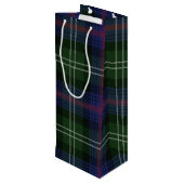 Karierter Tartan Clan Sutherland Green Karo Geschenktüte Für Weinflaschen (Rückseite Schrägansicht)