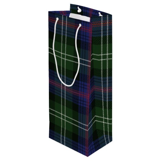 Karierter Tartan Clan Sutherland Green Karo Geschenktüte Für Weinflaschen (Rückseite Schrägansicht)