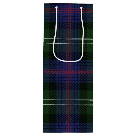 Karierter Tartan Clan Sutherland Green Karo Geschenktüte Für Weinflaschen (Vorderseite)