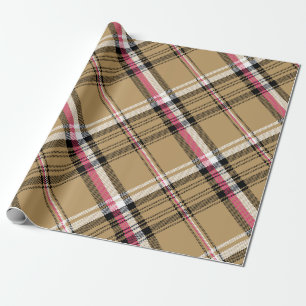 karierter Tartan in hellrosa Geschenkpapier
