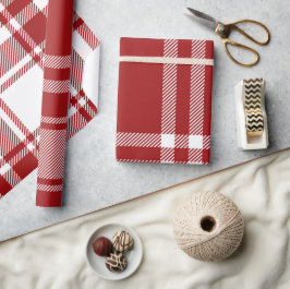 Karierter Tartan Red White Holiday Modern Weihnach Geschenkpapier