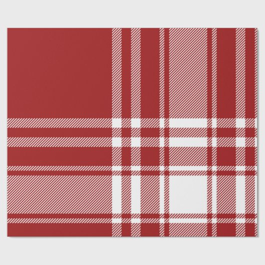 Karierter Tartan Red White Holiday Modern Weihnach Geschenkpapier (Flach)