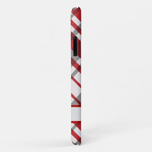 Karierter Tartan, rot, weiß und grau Case-Mate iPhone Hülle (Hinten/Rechts)