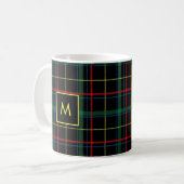 Karierter Tartan-rotes grünes schwarzes gelbes mit Kaffeetasse (Vorderseite Links)