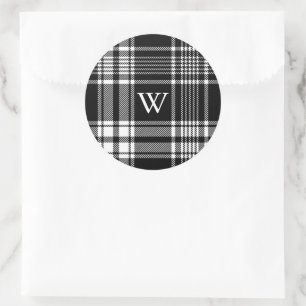 Karierter Tartan Runder Aufkleber