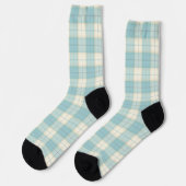 Karierter Tartan-Spaß in bleifreiem Blau und Weiß Socken (Linkes Detail)