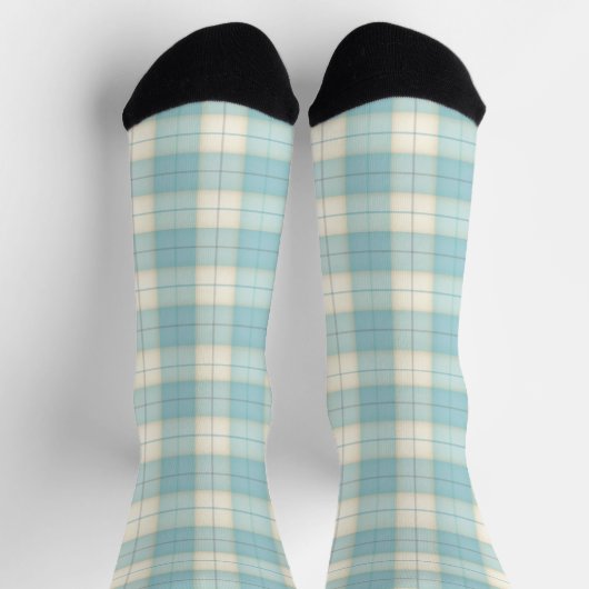 Karierter Tartan-Spaß in bleifreiem Blau und Weiß Socken (Oben)