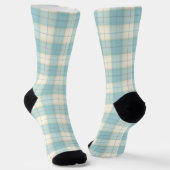 Karierter Tartan-Spaß in bleifreiem Blau und Weiß Socken (Gewinkelt)
