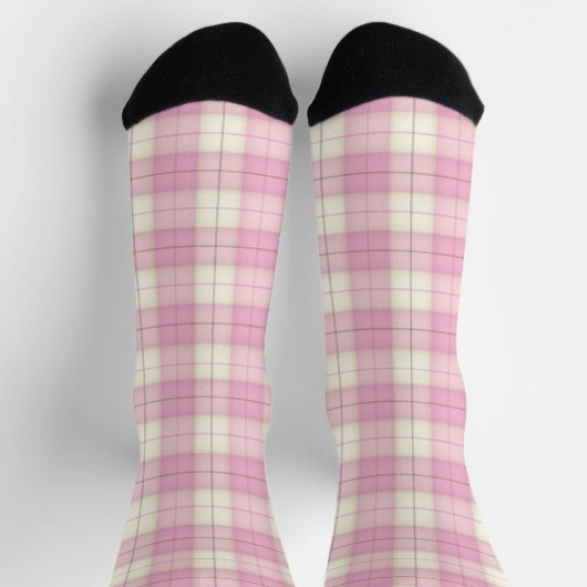 Karierter Tartan-Spaß in Rosa und Weiß Socken (Oben)