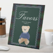 Karierter Teddybär Babydusche Günstige Tisch Sockelschild (In Situ)