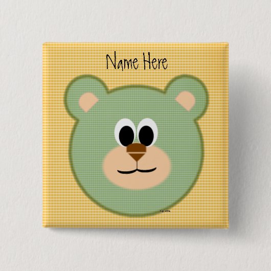 Karierter Teddybär Button (Vorderseite)