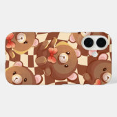 'Karierter Teddybär' iPhone 16 Hülle (Rückseite (Horizontal))