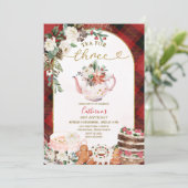 Karierter Tee für drei Blumenweihnachtsfeste 3. Ge Einladung (Stehend Vorderseite)