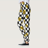 Karierter u. Sonnenblume-Schwarzweiss-Druck Leggings (Links)