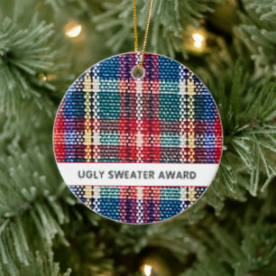 Karierter Ugly Sweater Award JAHR Festlicher Spaß Keramik Ornament