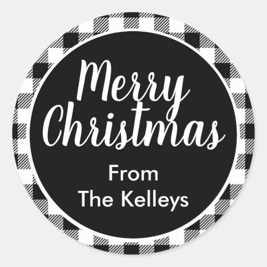 Karierter Umschlag Aufkleber Black and White Buffa (Vorderseite)