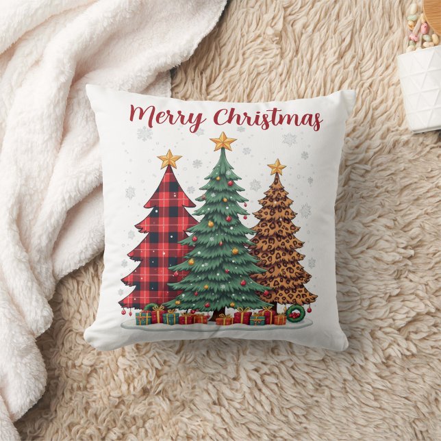 karierter und leopardener Weihnachtsbaum Kissen (Von Creator hochgeladen)