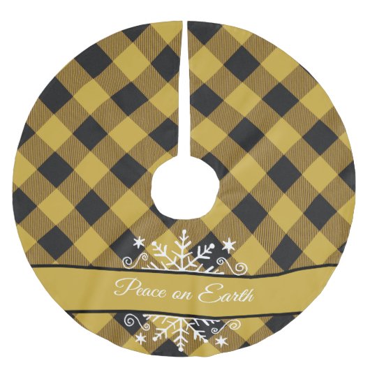 Karierter und schneeflocken Polyester-Titer Polyester Weihnachtsbaumdecke (Vorderseite)