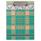 Karierter und spitzengrüner Pfirsich niedlich gürt Klemmbrett (Vorderseite)